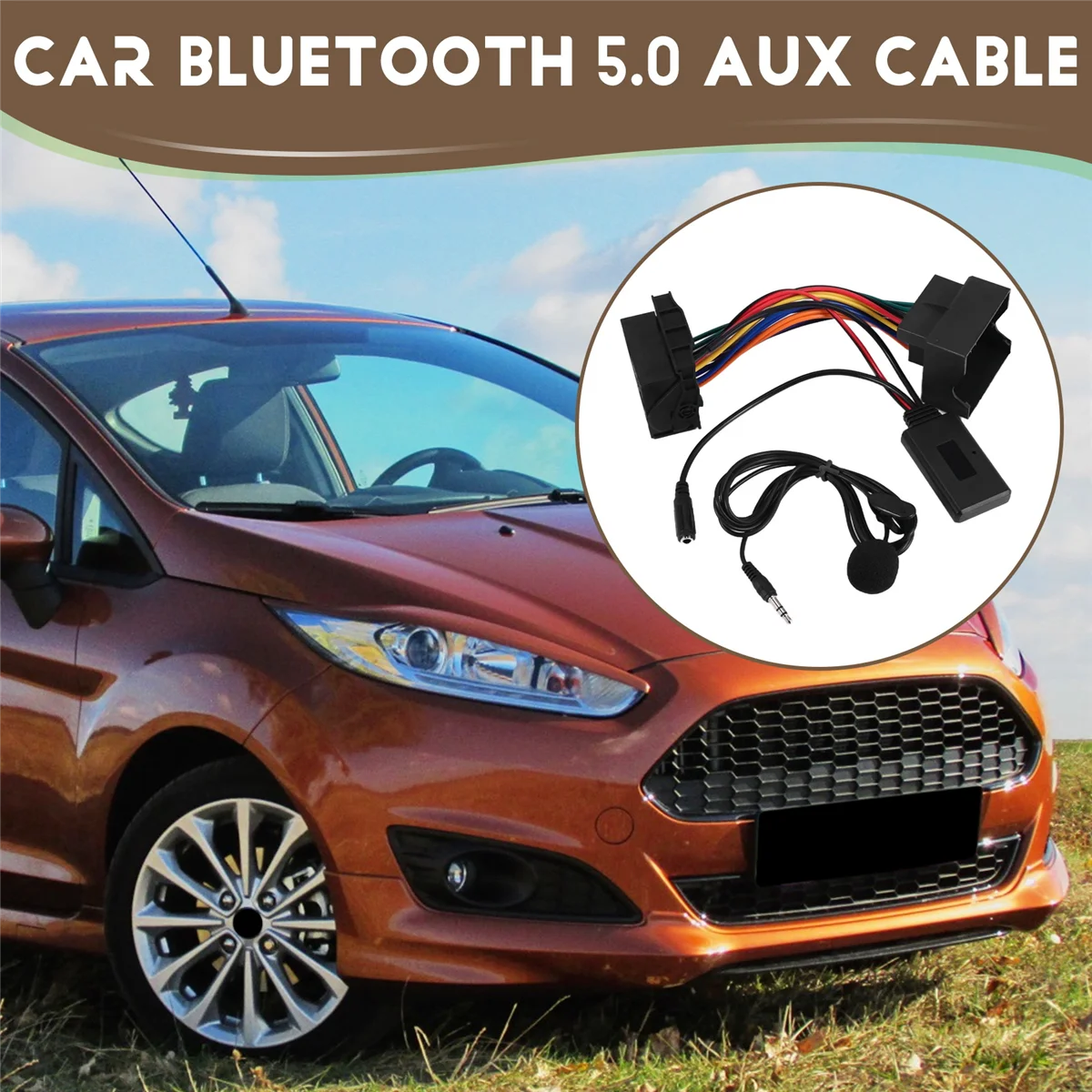 Carro Bluetooth 5.0 Cabo Aux, microfone, telefone móvel mãos livres, adaptador de chamadas grátis para Ford, Mondeo, Focus, Fiesta, 6000 CD