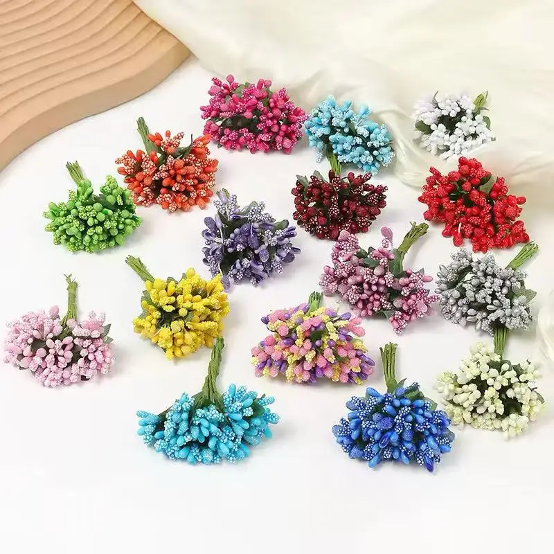 

Artificial Flower Stamen Mini Foam Berry Bouquet Fake Fruit Stamen Bead Flowers For DIY Wreath Box Wedding Scrapbooking Decor