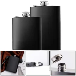 Outdoor Stainless Steel Hip Flask Black Whisky Wine Pot Alcohol Drinkin Pocket Bottle Flask Drinker Drinkware for Travel Camping