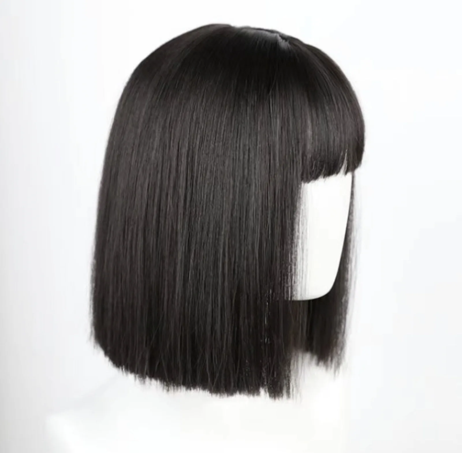 Women Party Fringe Black Natural Look Medium Short BOB Straight Hair Wigs