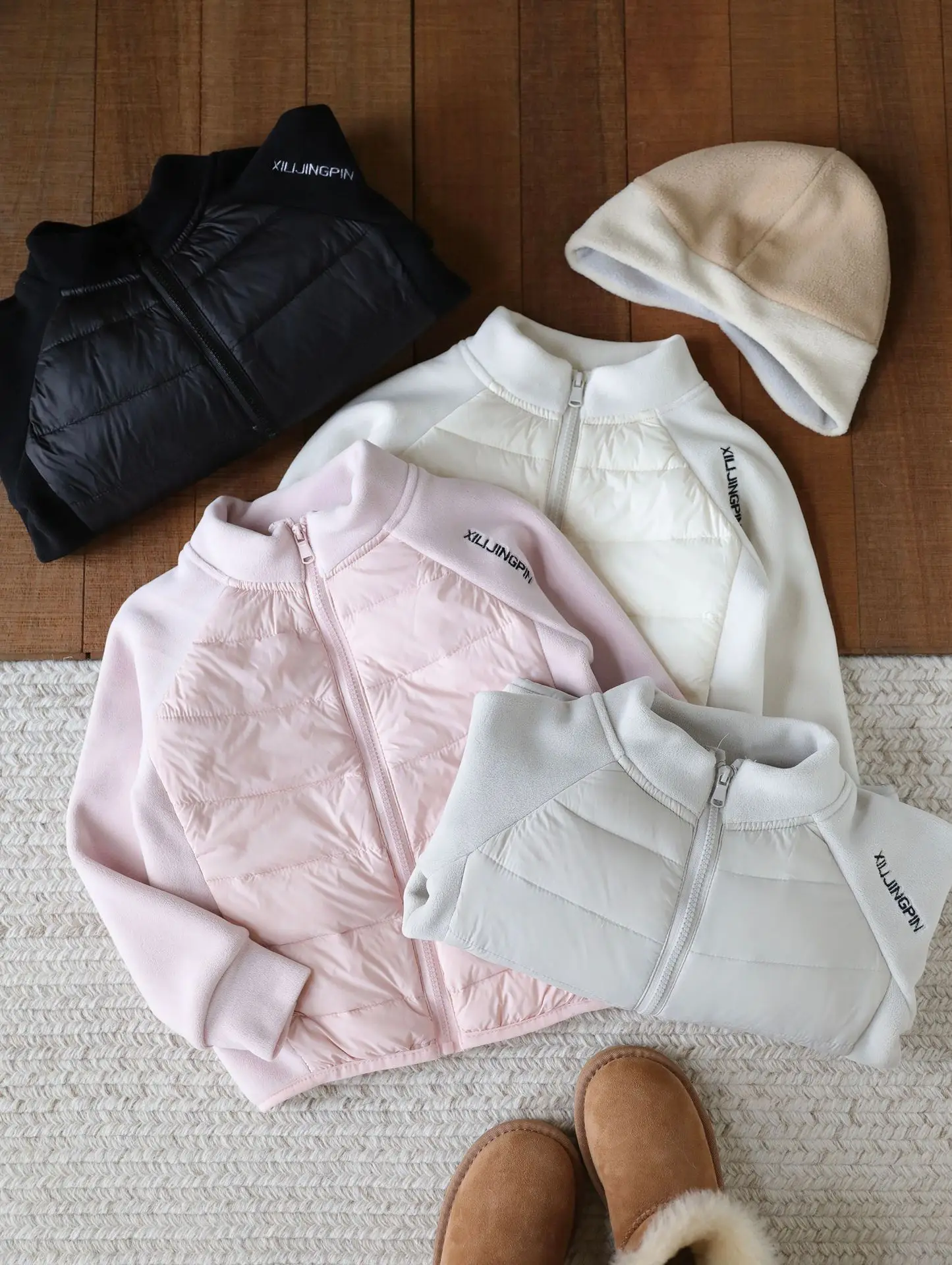2025 Winter New Children Down Jacket Solid Boys Girls Fleece Splicing Coat 90 White Duck Down Coat Kids Fashion Zipper Jacket