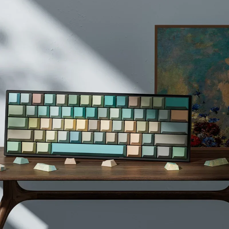 

Mechanical keyboard keycap set customized oil painting wooting key cap PBT creative gradient translucent side engraved keycap