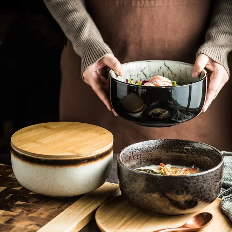 Japanese Instant Noodle Bowl Household Large Ceramic Soup Congee Ramen Tableware