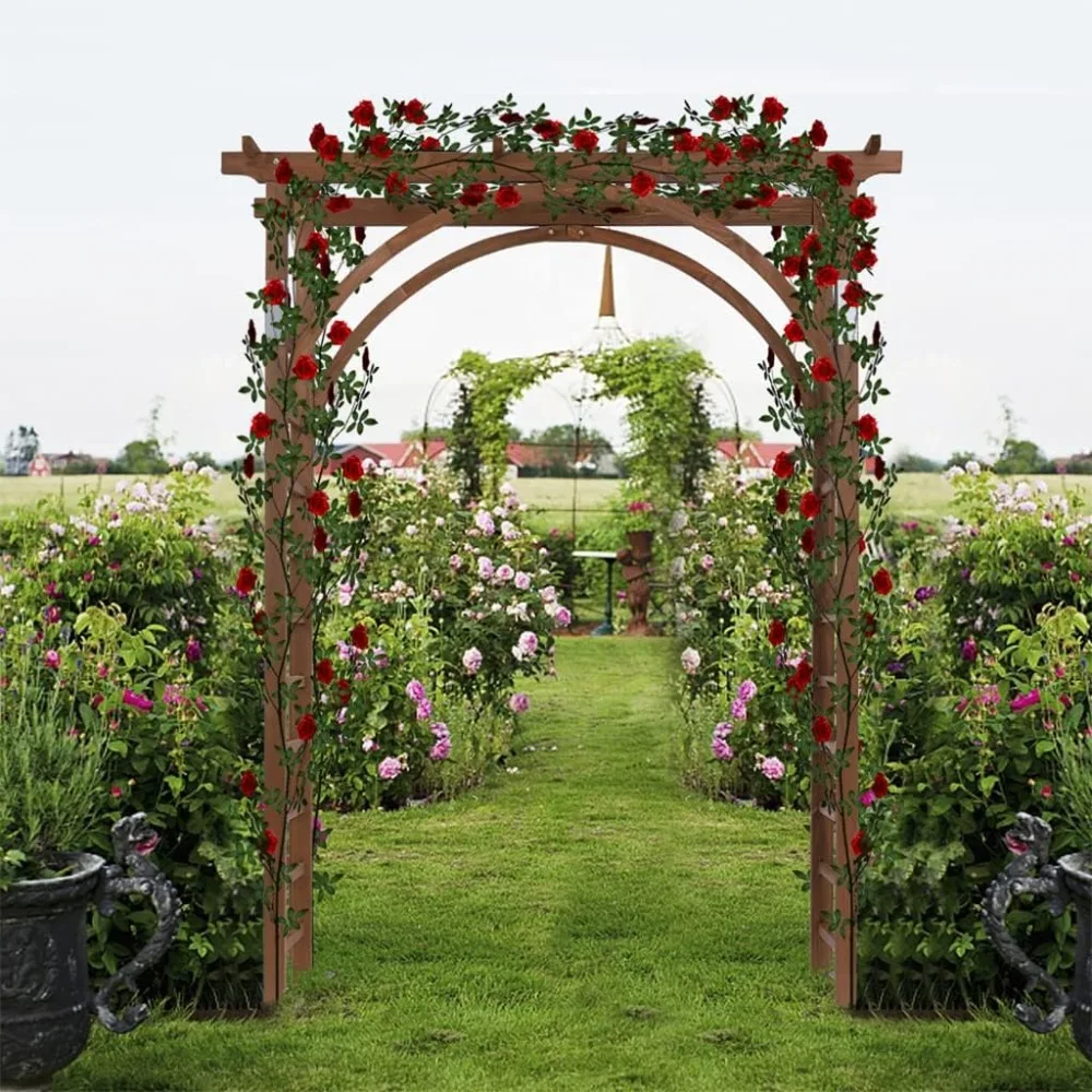 Wooden Wedding Arch, Wooden Pergola, Photo Booth Backdrop Stand, Garden Trellis Archway for Weddings, Parties, Indoor, Outdoor,