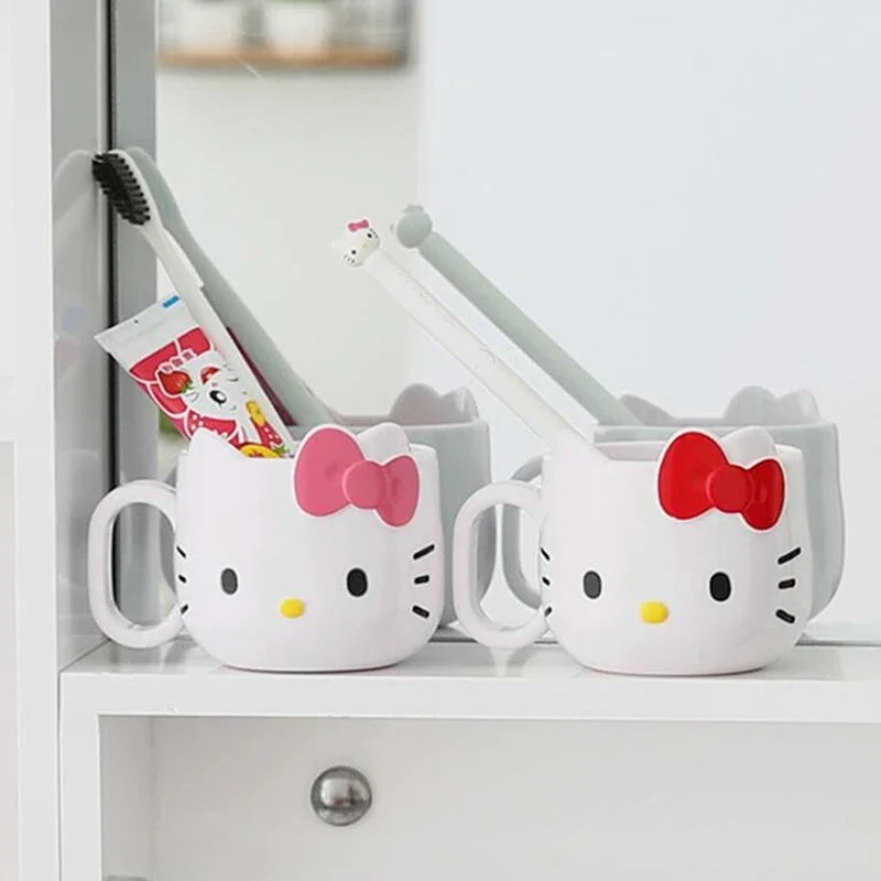 Kawaii sanrio anime copo de água bonito olá kitty café da manhã copo de leite doce dos desenhos animados moda versátil caneca de plástico presentes para a menina