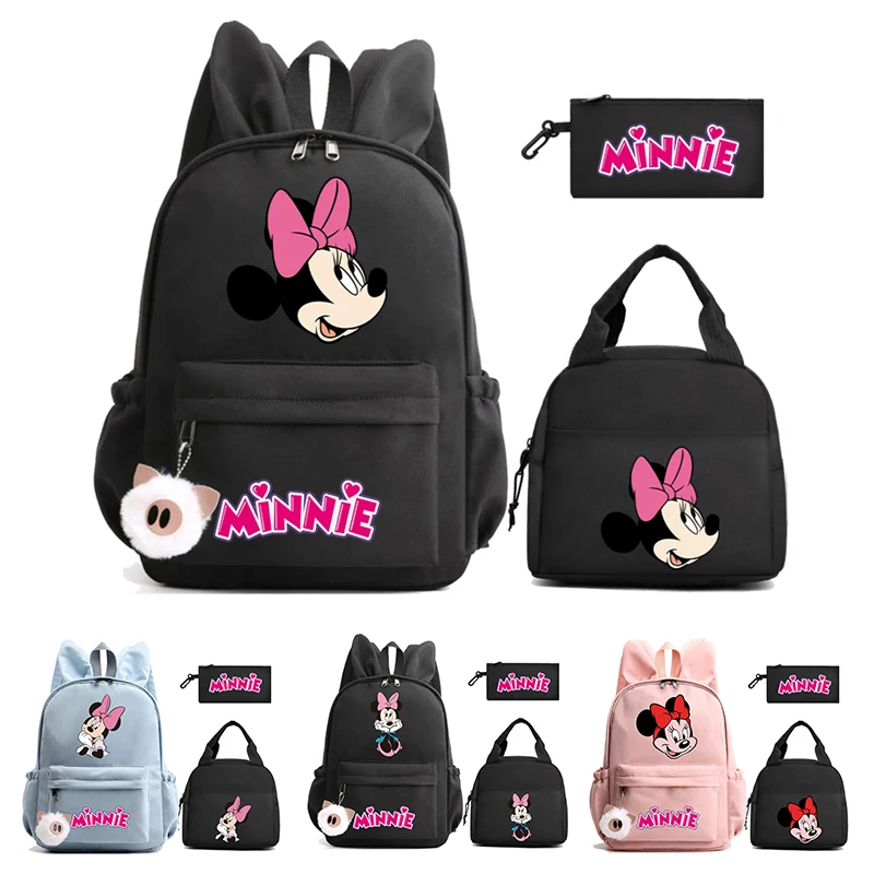 3Pcs/set Mickey Mouse Backpack Girl Boy Teen Student Mochila Children Back To School Rucksack Women Minnie Bag Kid Birthday Gift