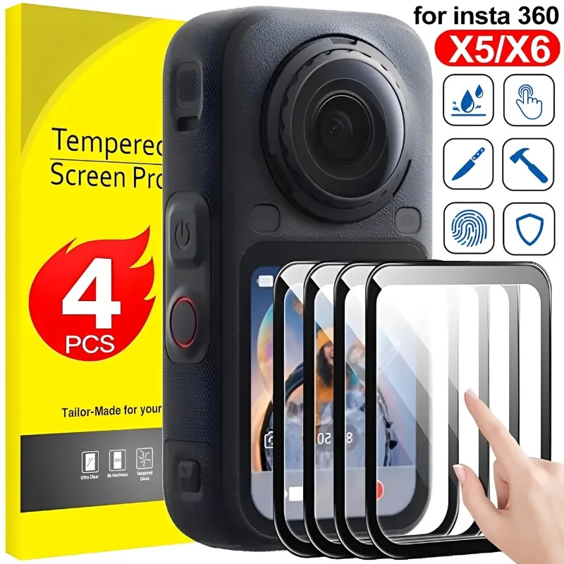 1/2/4Pcs Tempered Glass for Insta360 X6 X5 Screen Protector HD Clear Anti-scratch Protection Films for Insta 360 X6 Accessories