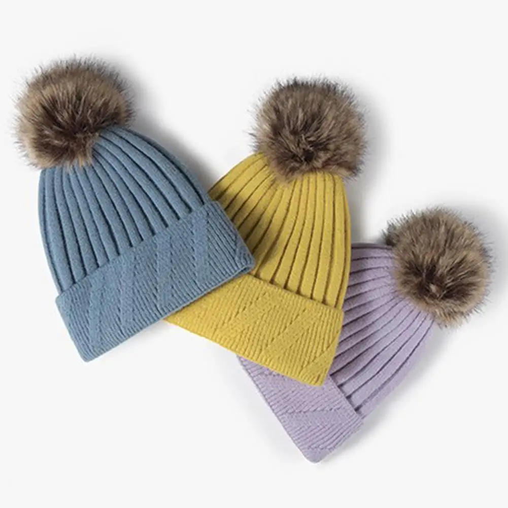 Soft Yarn Knit S Winter Knit Hats for Women Winter Knitted Hat for Women with Pom Pom Fleece Lined Weather Ribbed for Autumn