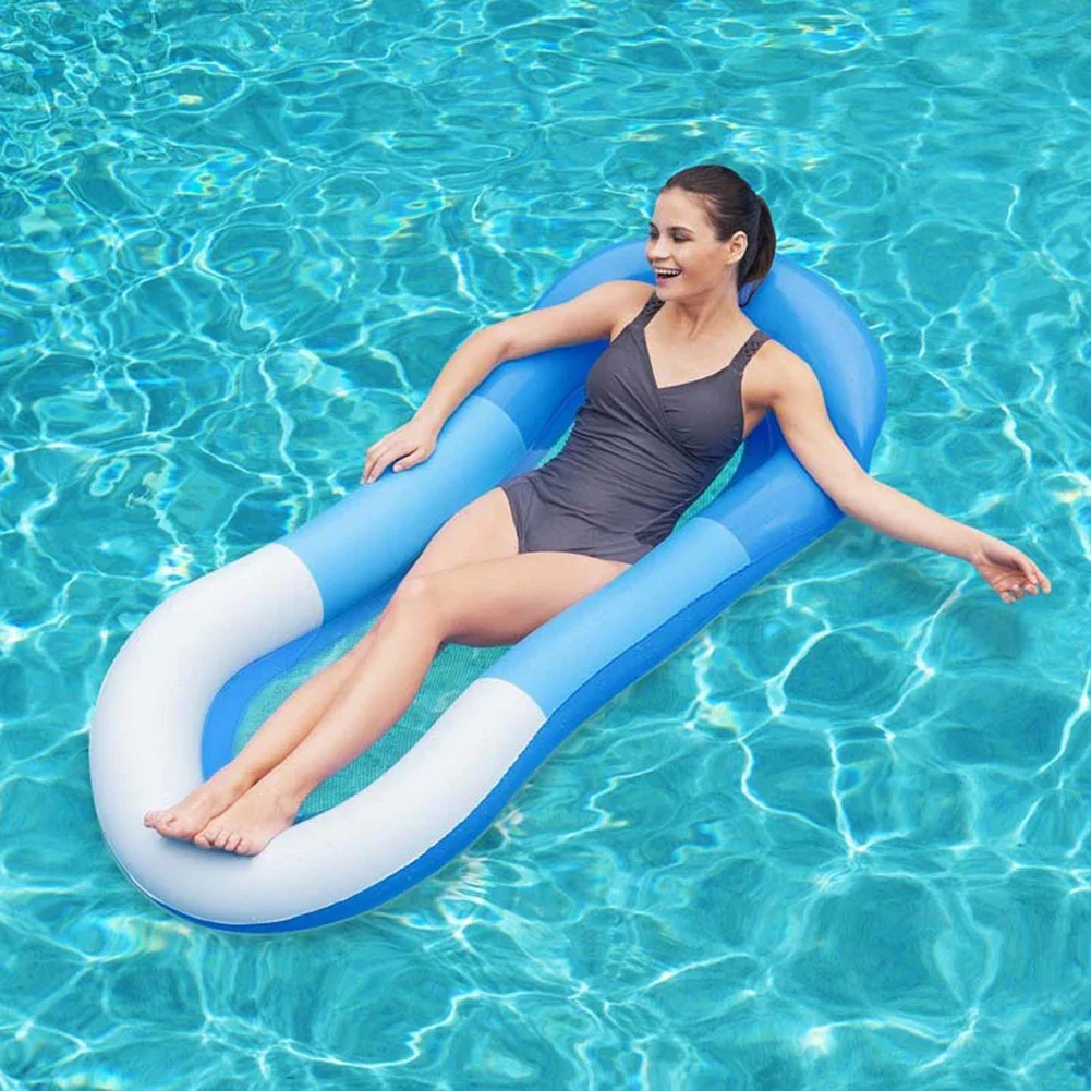 Inflatable Water Hammock Floating Bed Chair Air Mattress Swimming Pool Beach Sleeping Cushion Mesh for Children Adults