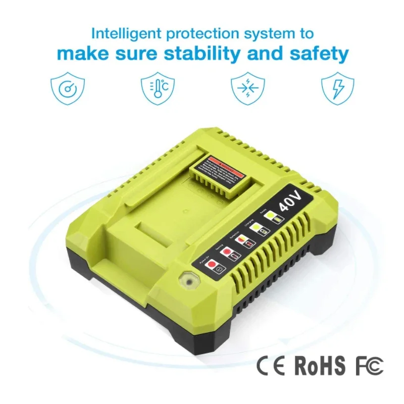 

Зарядное устройство для литий-ионного аккумулятора Ryobi, 40 В, литий-ионный аккумулятор OP4050A OP4015 OP4026 OP4030 OP4040 OP4050 OP400A OP403A ZROP401