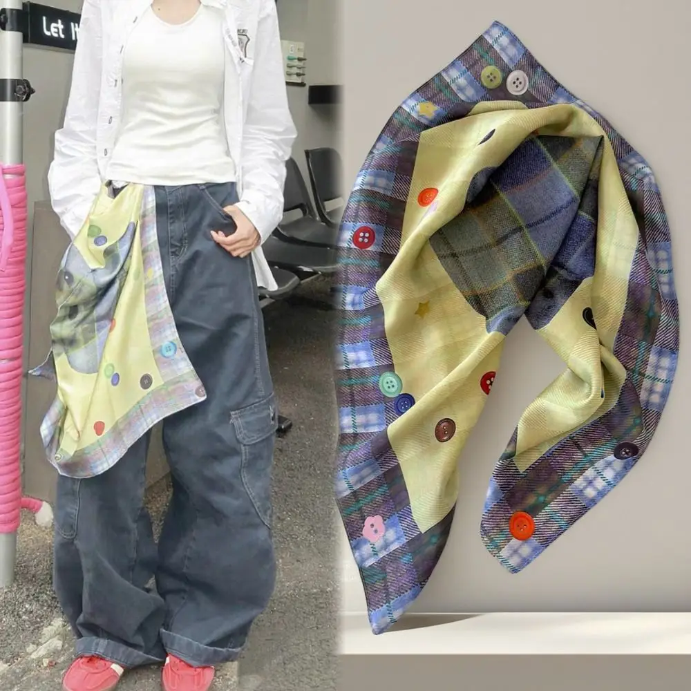 Простой шелковый шарф с цветочным принтом, с изображением кошек, леопардов, геометрических фигур и медведей, для улицы