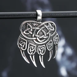 Vintage Unique Amulet Bear Claw Necklaces 316L Stainless Steel Celtic Knot Pendant For Men Viking Fashion Jewelry Gift Wholesale