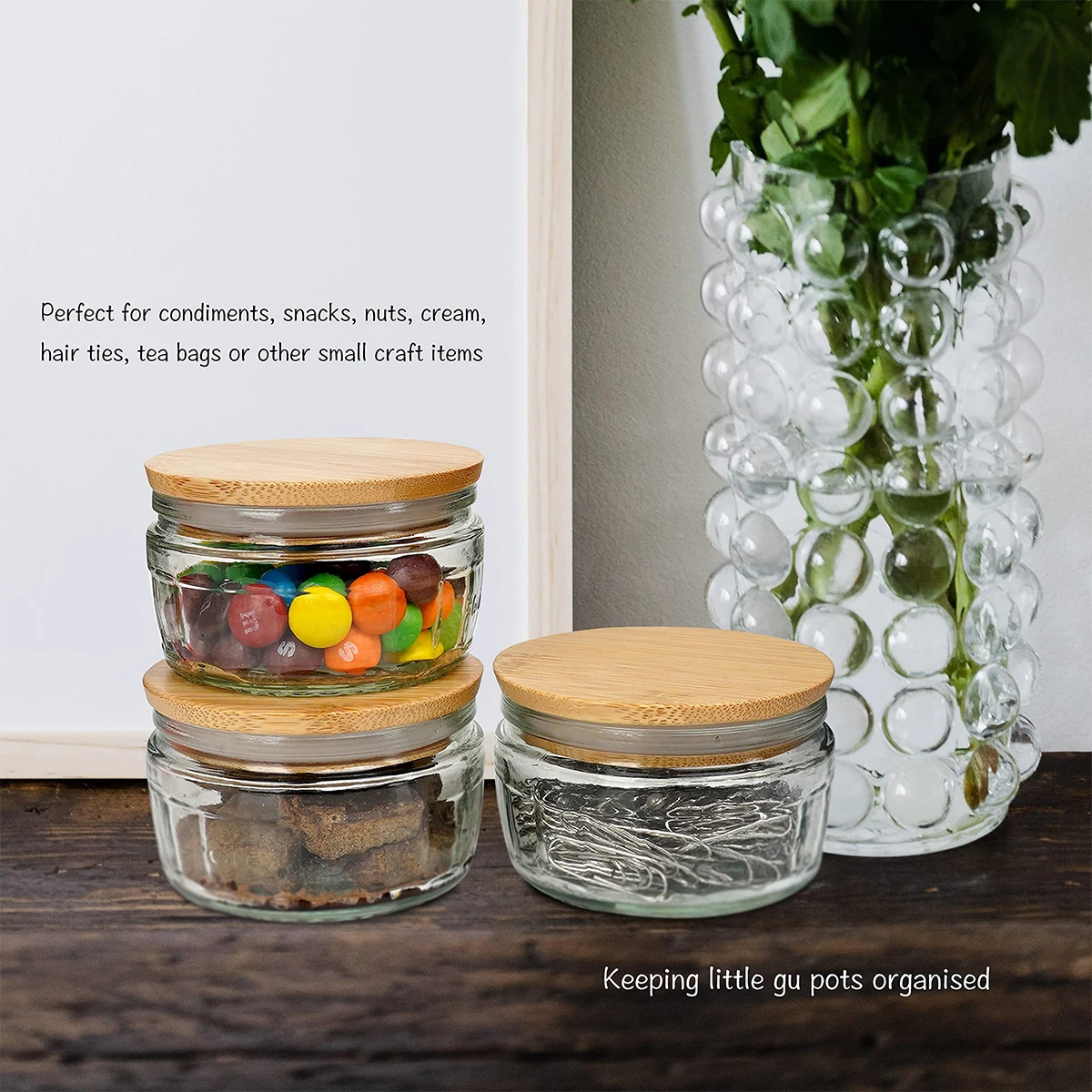 Bamboo Lid, Reusable, Puds Cheesecake Jars, Glass, Compatible, Can Lids, Airtight