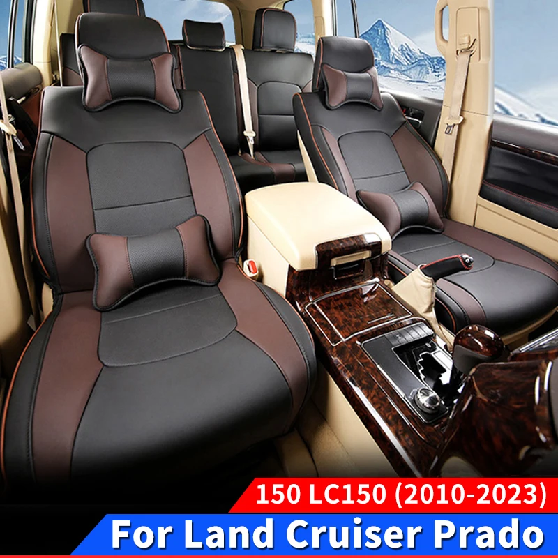 

Кожаный чехол для автомобильного сиденья 2010-2022 Toyota Land Cruiser Prado 120 150, подушка для сиденья LC150, аксессуары для модификации интерьера 2021 2020 2019 2018 ...