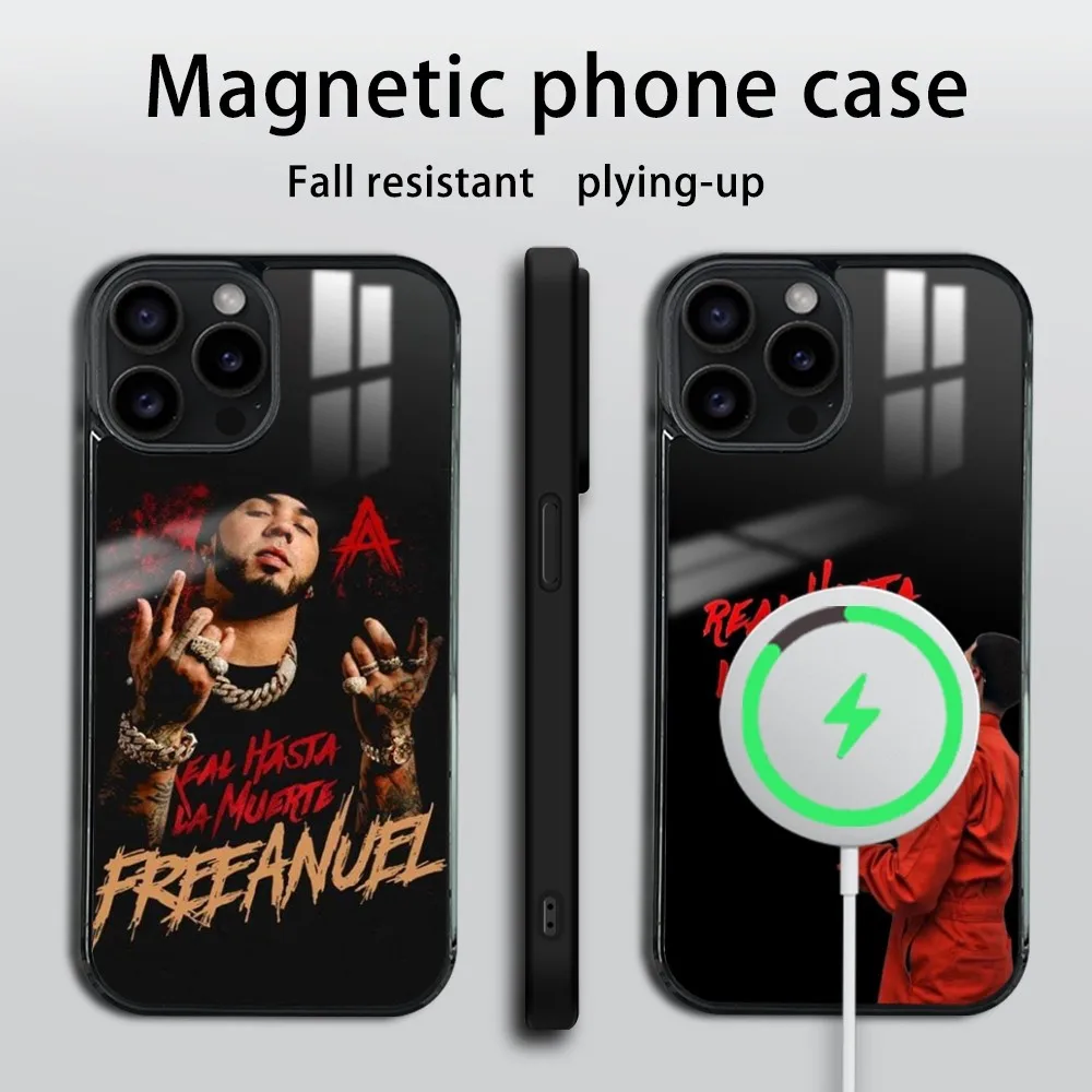 Anuel AA Real H-Hasta La M-Muerte Phone Case For iPhone 16 15 14 13 12 11 Pro Max Plus Mini Mirror Wireless magnetic case