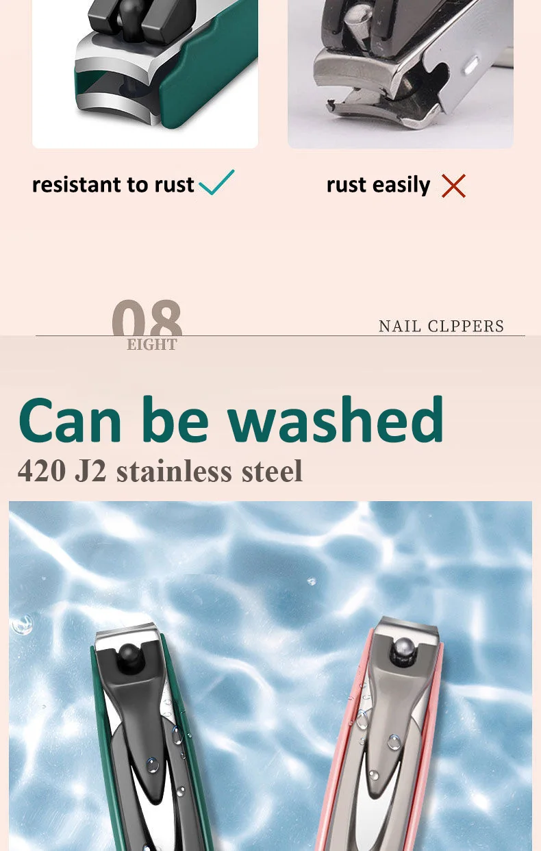 Morandi Bunte Nagelknipser, spritzwassergeschützt, Fingernagelschneider, Edelstahl, Maniküre-Werkzeuge, Nagelschere, abnehmbares Design – Detail 10