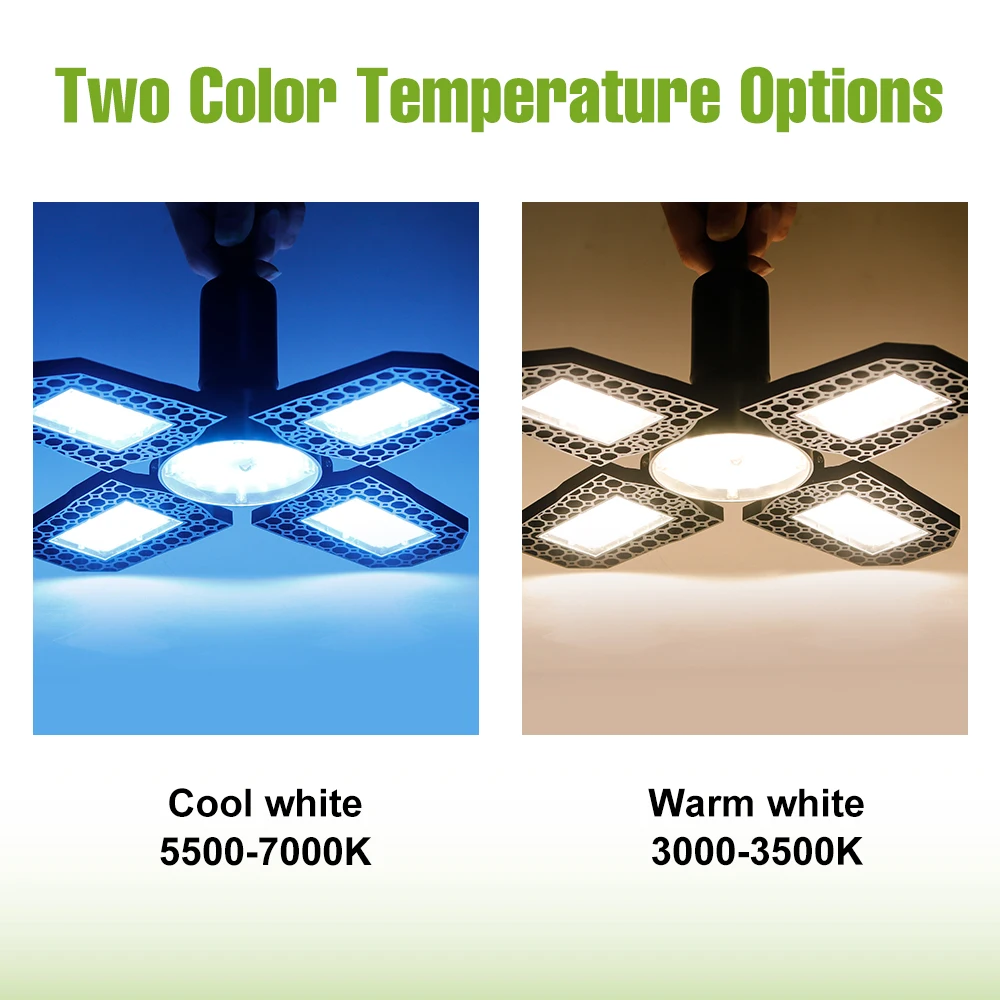 مصباح إضاءة ليد للمرآب ، أضواء كاشفة قابلة للتشوه ، إضاءة منزلية ، مستودعات ، ورشة عمل ، بارد ، دافئ ، أبيض ، E27 ، V ، E26 ، ma V ، #2