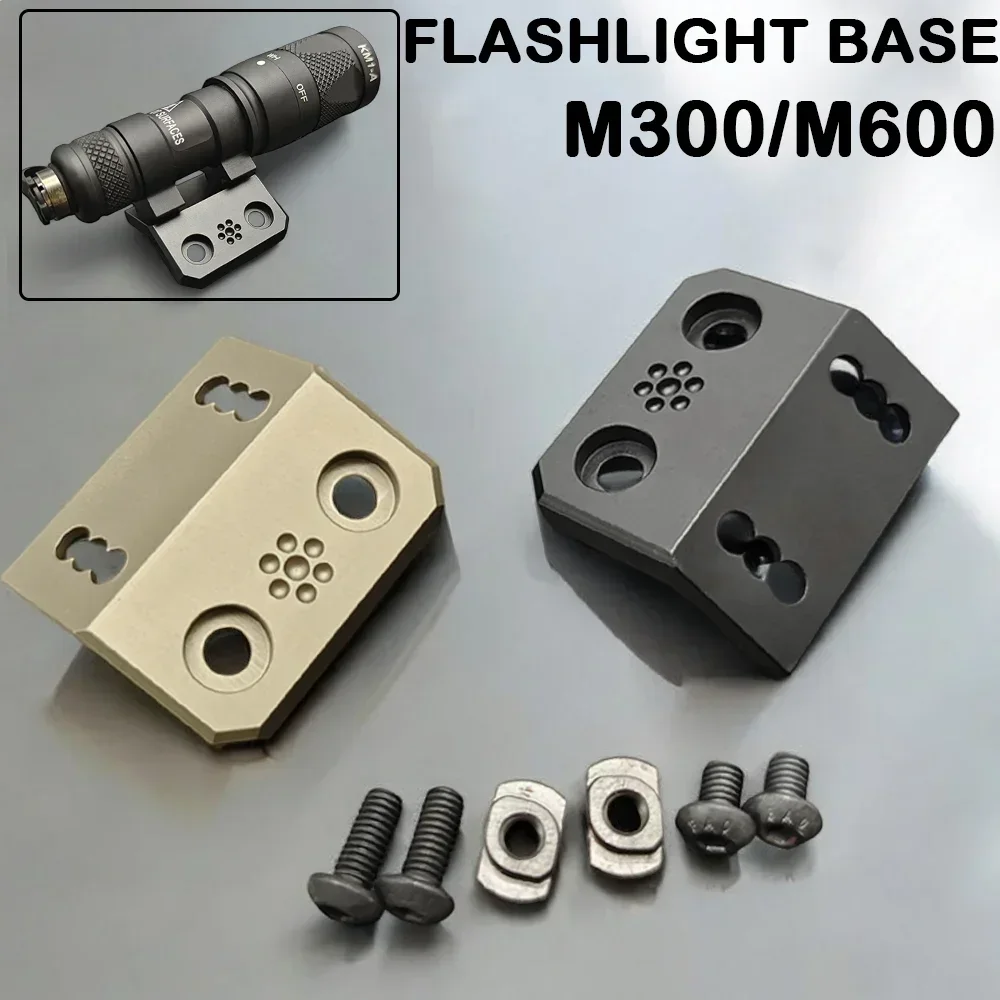 

Tactical Flashlight LED Light Rail Guide M300/M600 Metal Base Outdoor Hunting Shooting Flashlight Side Replacement Install Base