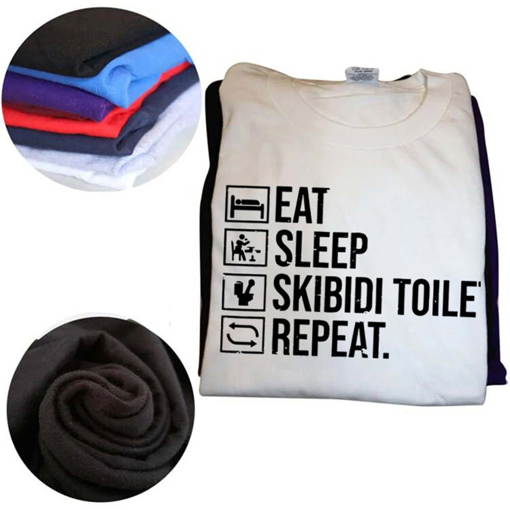Retro Essen Schlaf Skibidi Wc Wiederholen T Hemd Mann Mode Hohe Qualität Oansatz T-shirts Unisex Harajuku Übergroßen Baumwolle T-shirt – Detail 5