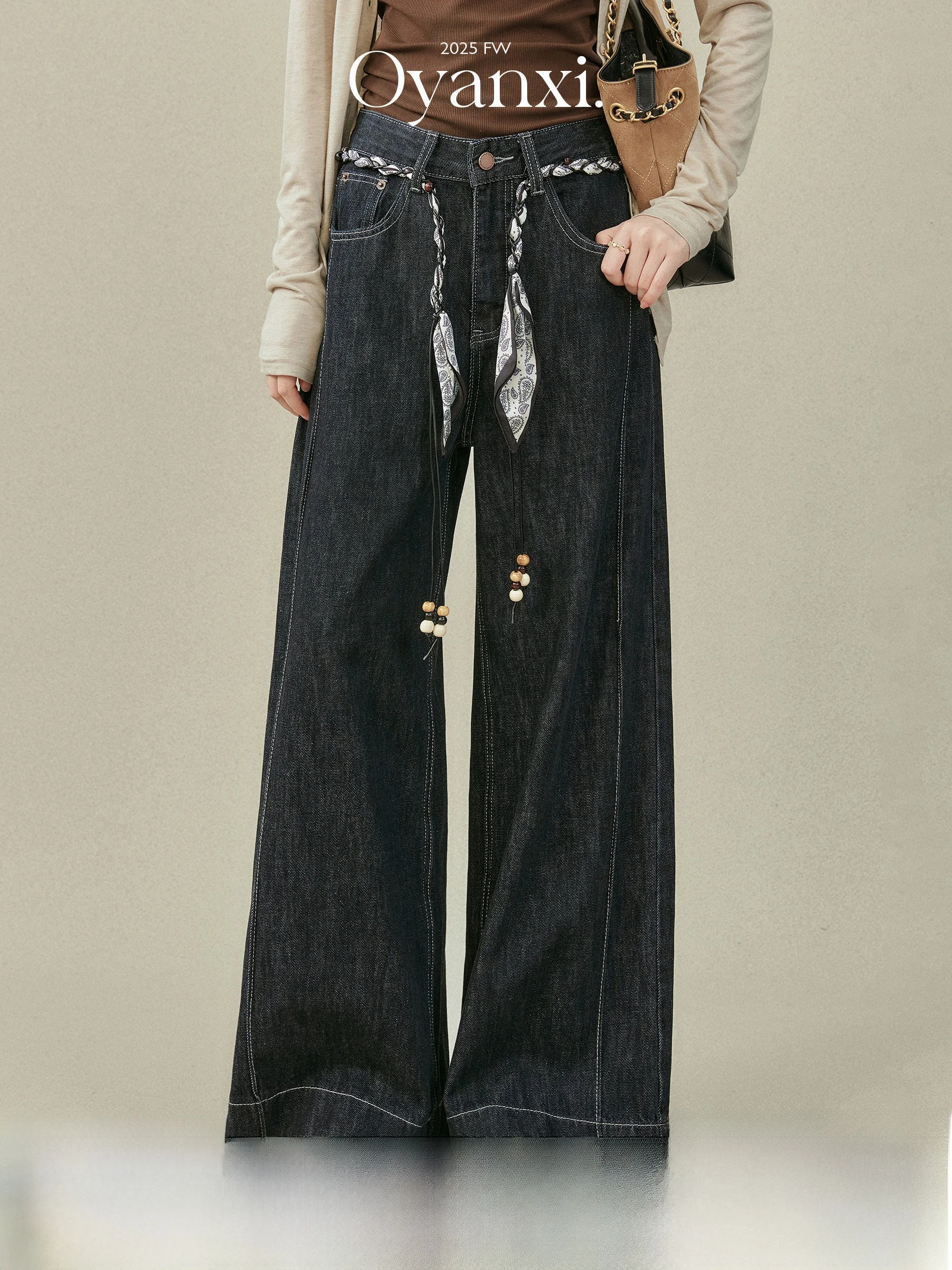 

High Waist Loose Fit Black Denim Pants Women's Wide Leg Jeans Retro Style Autumn New Arrival Comfortable Straight Long Trousers