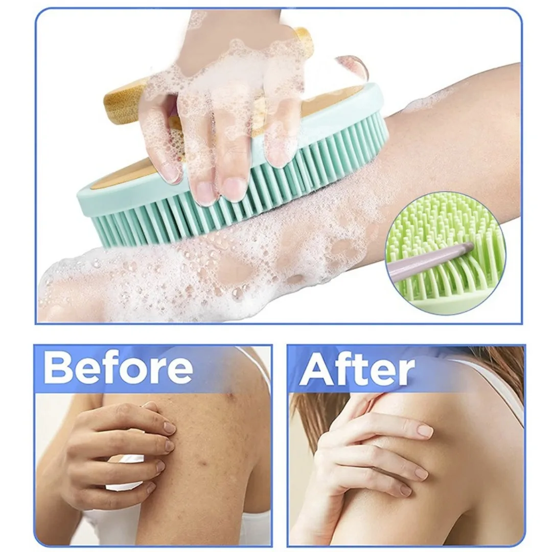 แปรงขัดผิวซิลิโคน แปรงอาบน้ำ ขัดผิว แปรงนวดตัวไม้ แปรงทำความสะอาดผิว แปรงนวดสปา ดูแลผิว แปรงขัดผิวแบบเปียกและแห้ง