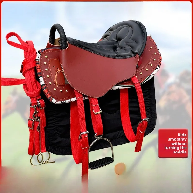 

Утолщенное новое седло из чистой кожи с перилами, полный комплект седла, полный комплект седла из воловьей кожи