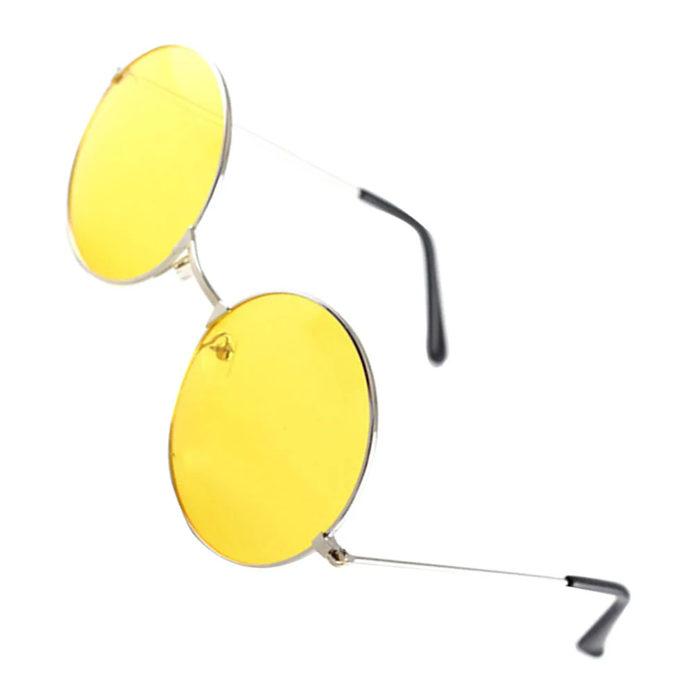 

2Pcs Sun Glasses Round Retro Design Uv400 Protection Lightweight Plastic Frame for Outdoor Use Silver Yellow Round Glasses