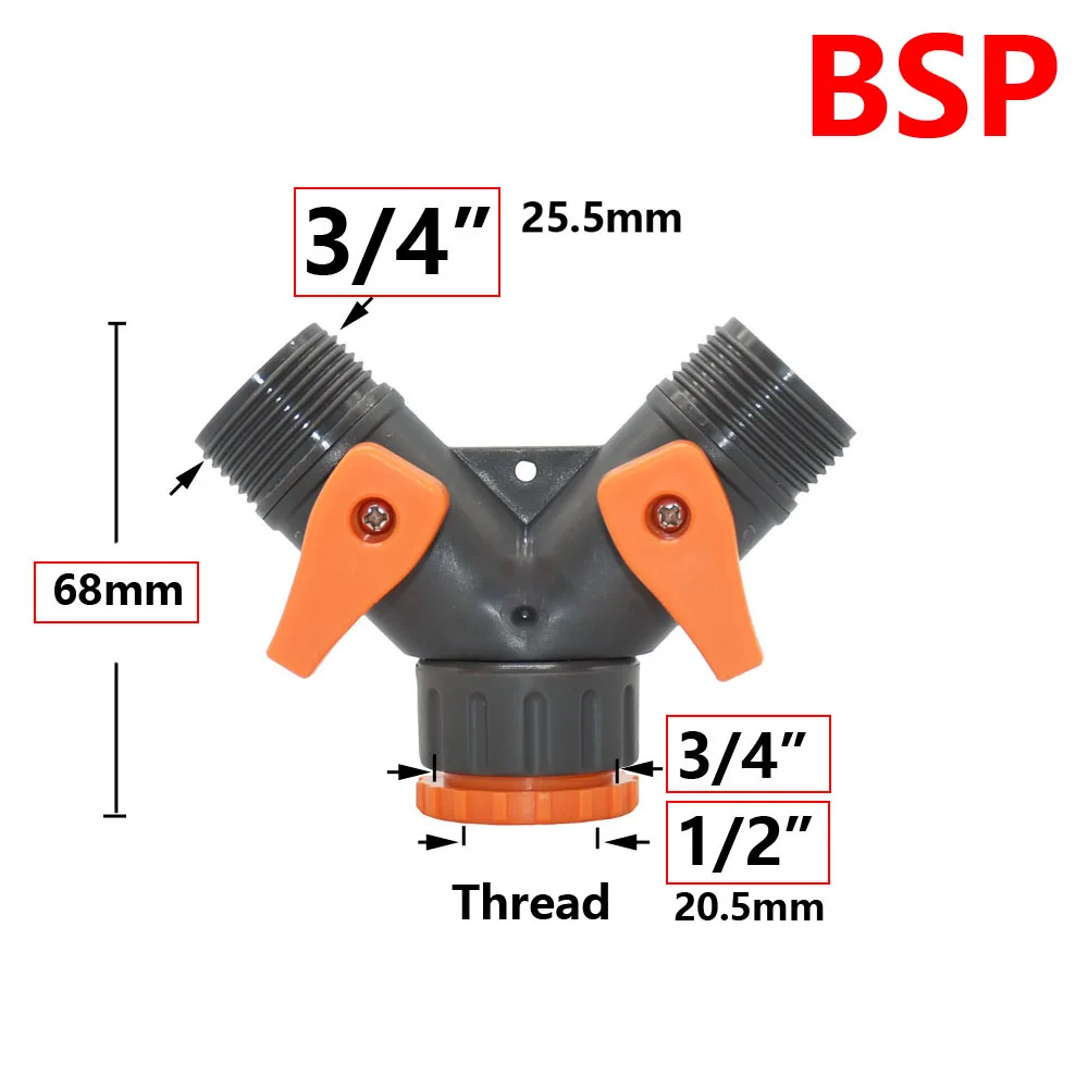 3/4 Inch 2/4-Way Garden Hose Splitter Garden Tap Y-Type Watering Connector Distributor for Outdoor Faucet