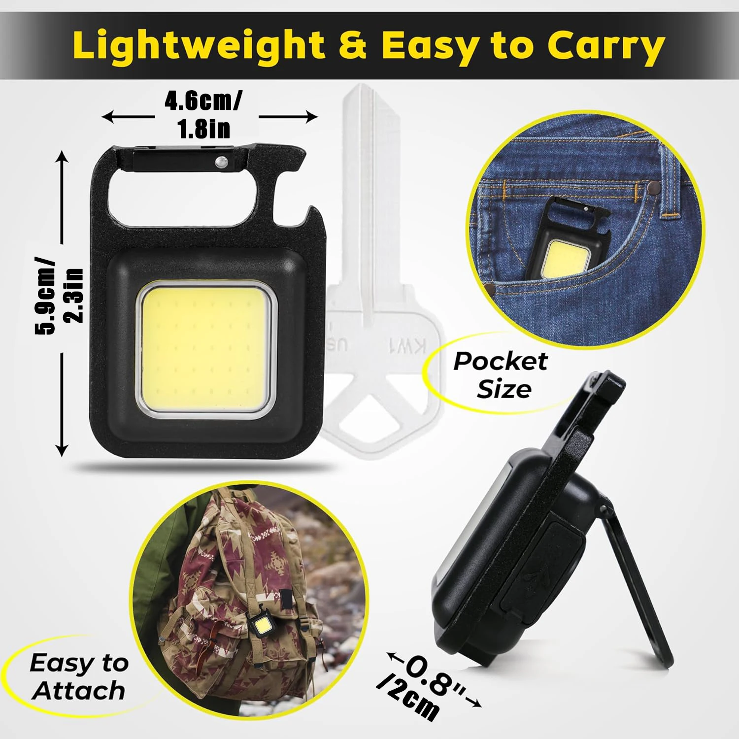 Super Bright Mini COB Keychain Portable light Flashlight Charging Lamp Camping Lights with Magnet 4 Lighting Modes Forwork Light