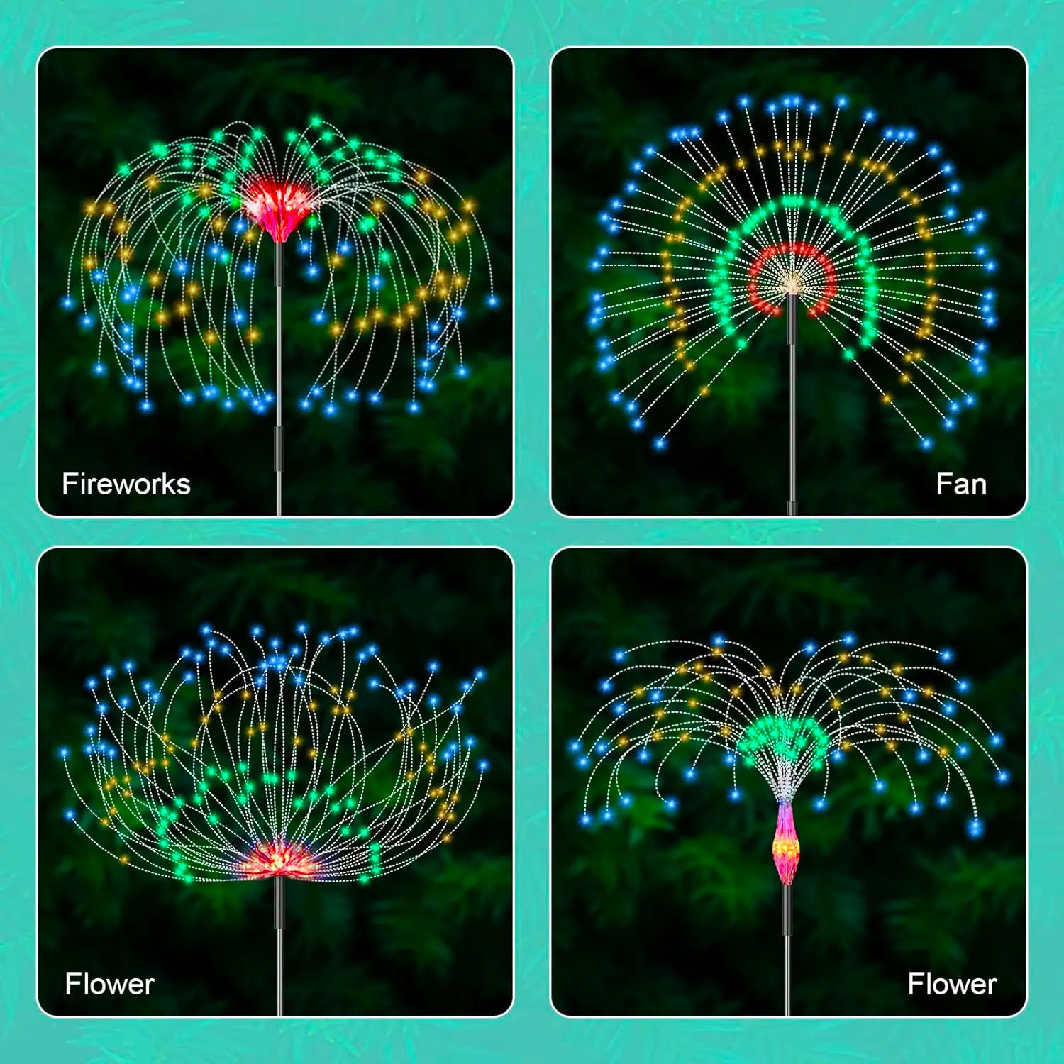 Outdoor Zonne-Vuurwerk Lichten Zonne-Energie Verlichting Buiten Waterdichte Patio Verlichting Tuin Tuin Bed Pad Bruiloft Kerst Decor