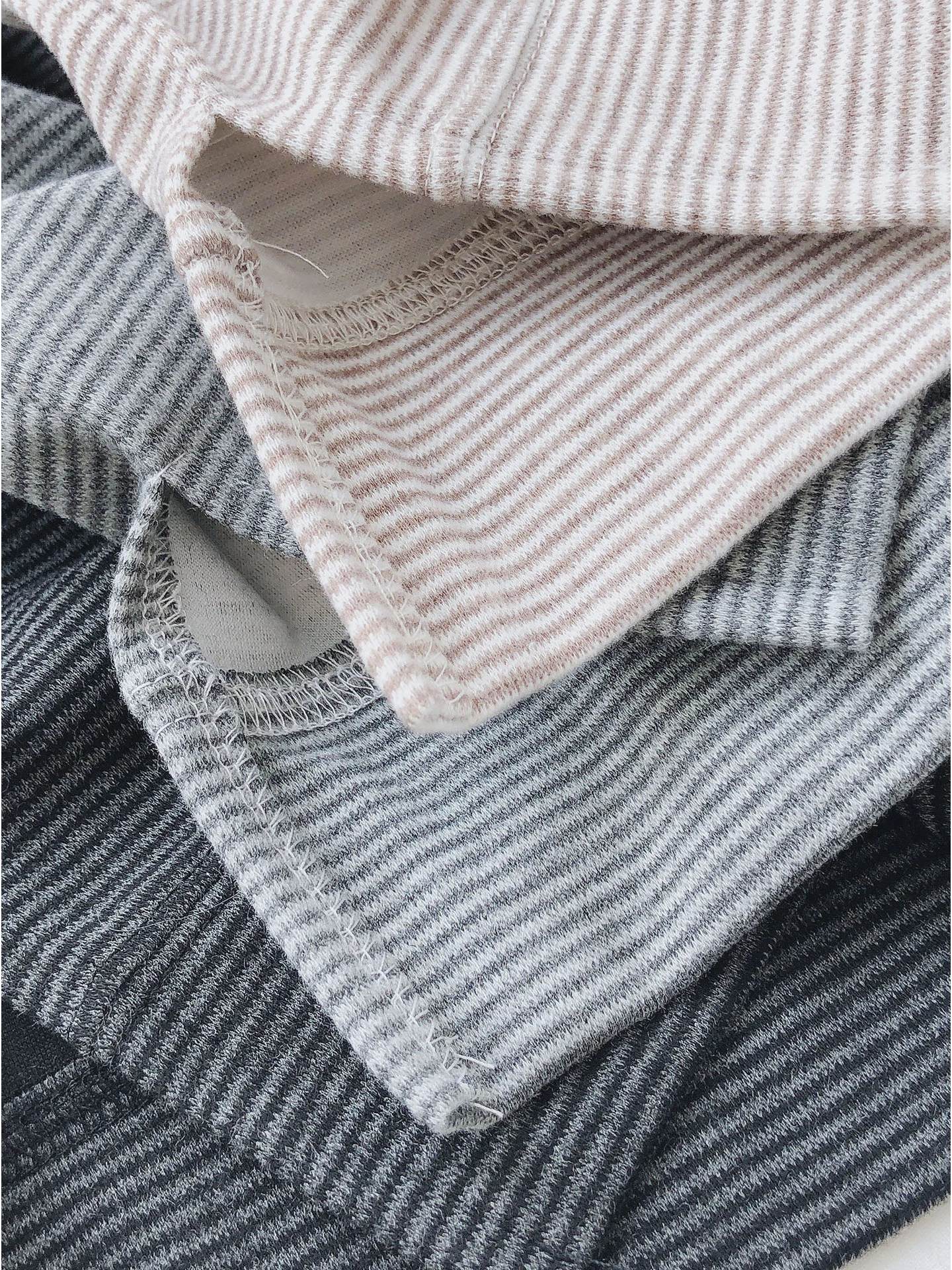 Femmes Thiened rond Ne Long Sve T-shirt hiver coréen Sle paresseux coupe ample haut Base irt trajet motif à rayures