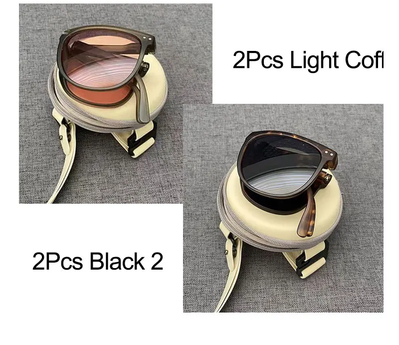 2-teiliges faltbares Sonnenbrillen- und Brillenetui, stilvoller tragbarer UV400-Schutz für Damen und Herren, trendiges Design, faltbare Sonnenbrille – Detail 8
