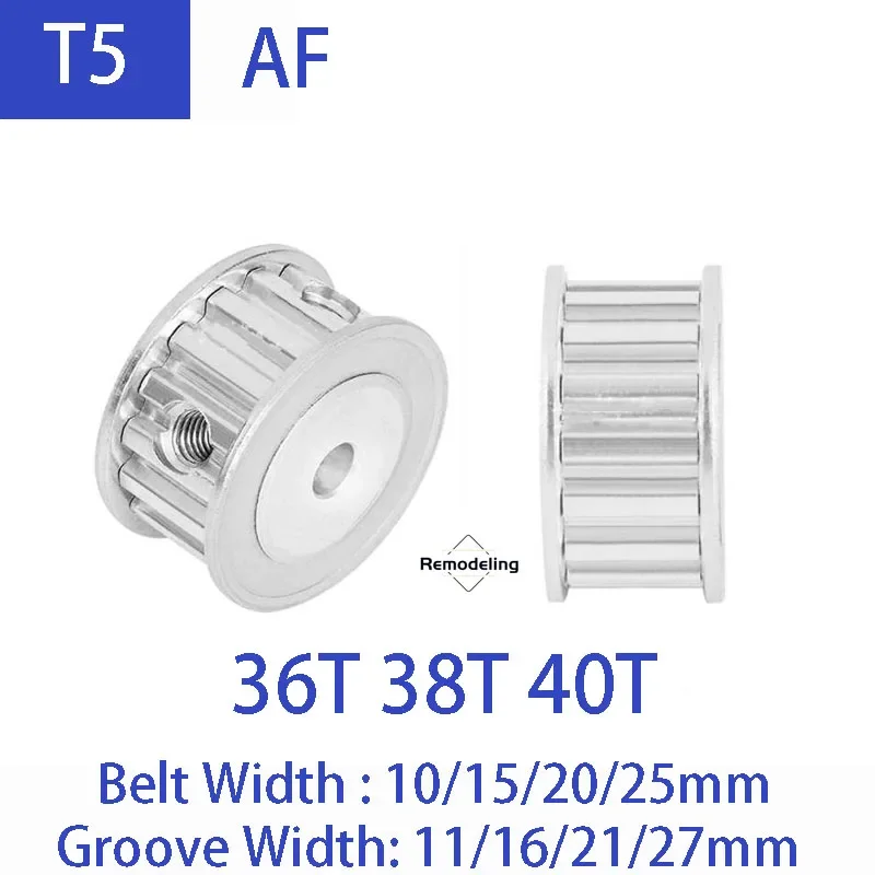 

1pcs T5 AF Timing Pulley Aluminum Alloy 36T 38T 40T Teeth Synchronous Wheel Belt Width 10/15/20/25mm Bore 5mm-20mm Pitch 5mm