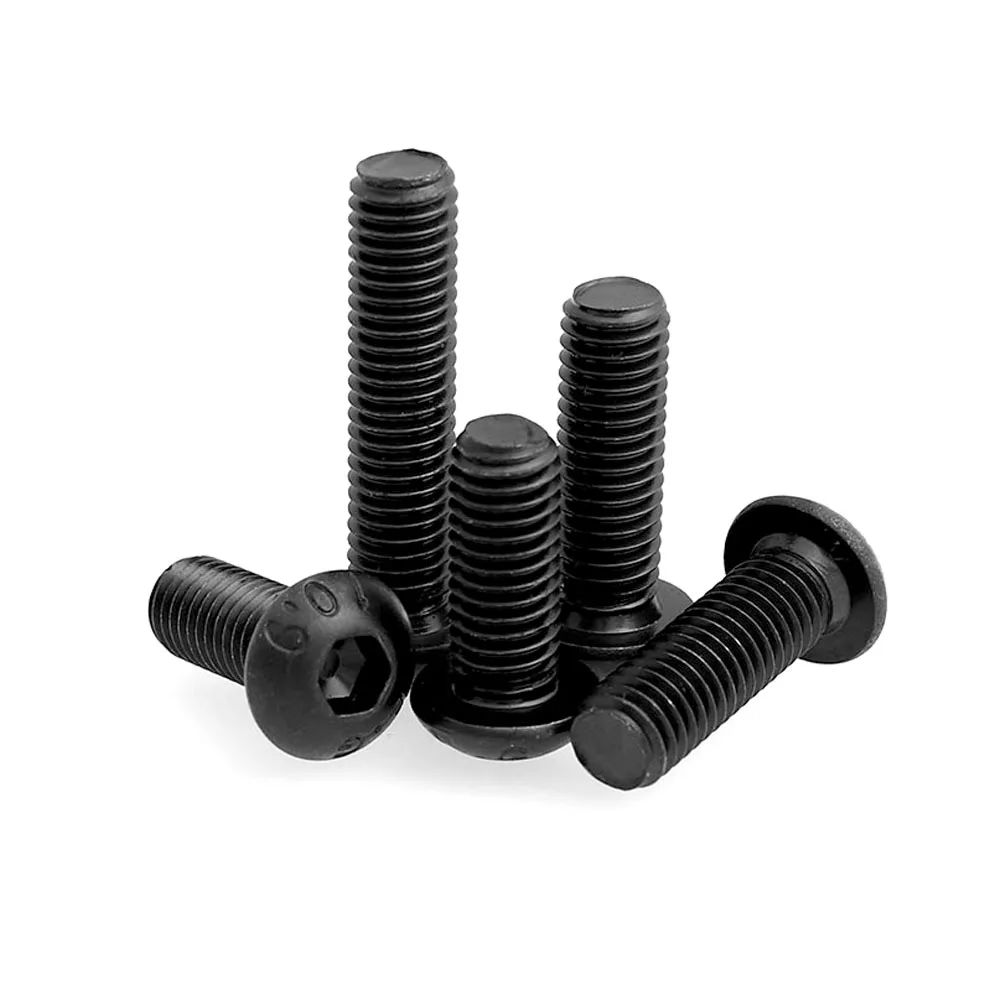 10/50pcs M1.6 M2 M2.5 M3 M4 M5 M6 M8 Black 10.9 Grade Steel Hexagon Hex Socket Pan Head Button Mushroom Allen Bolt Screw ISO7380