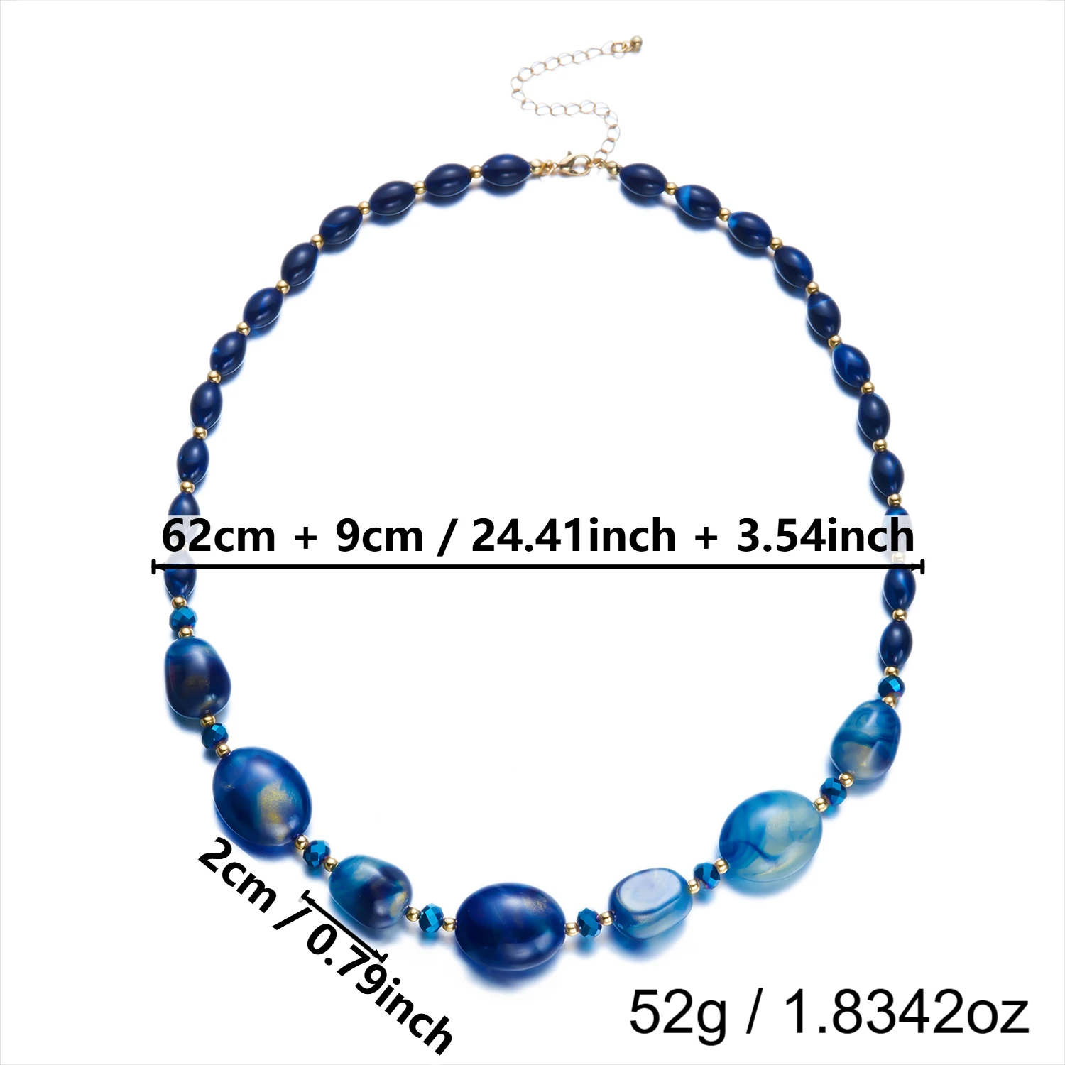 Vintage Harz-Perlen Lange Kettenhalsketten für Damen und Herren Unregelmäßige Geometrische Ovale Perlenhalsketten Statement-Schmuck Geschenk – Detail 8