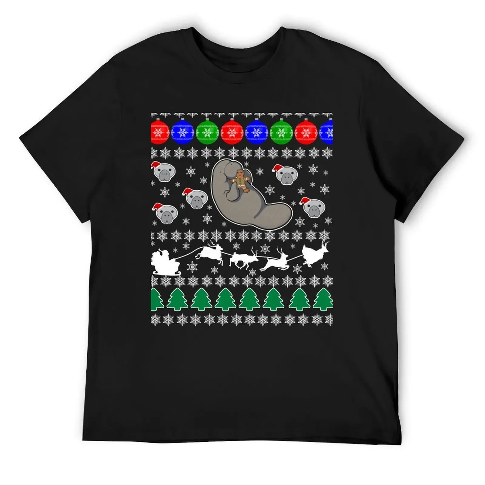 Manatee Sea Cow Dugong Eating Gingerbread Man Ugly Christmas Sweater Xmas Party Jumper Gift Idea T-Shirt blanks clothing for men