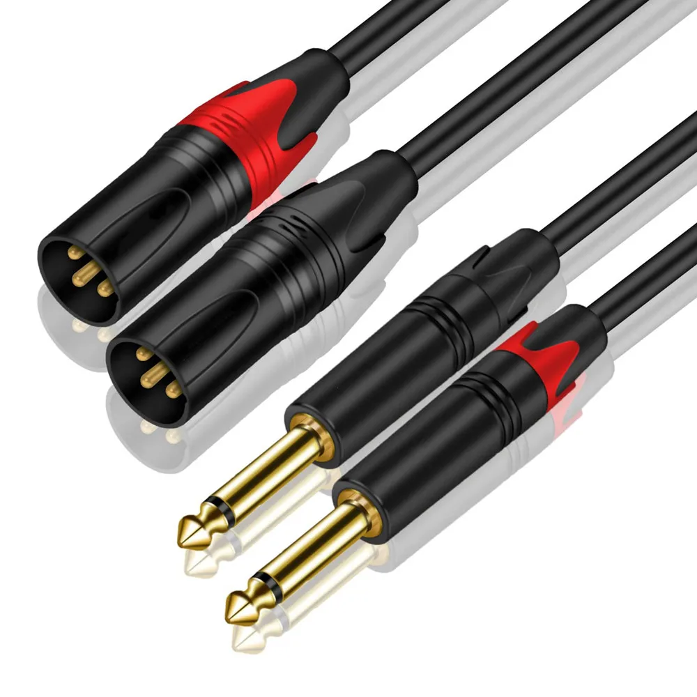 Dual Large 2Pin Core 6.35MM to Dual Male XLR Audio Cable Cannon Microphone Mixing Quitar Stable Connection Amplifier Cables