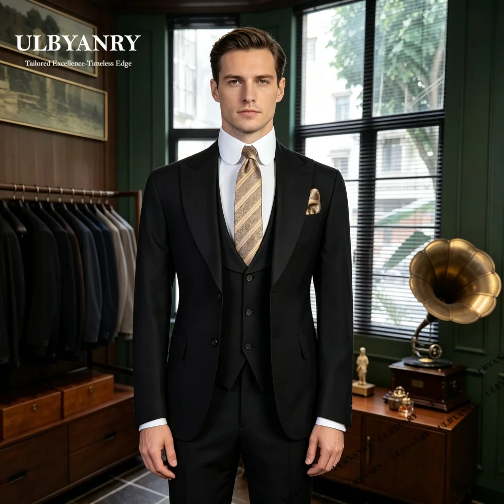 Classic Three Pieces Suit Set for Men, Formal Tuxedo Dinner Evening Prom Suit, Attire Wedding Jacket Vest Pants Made to Measure