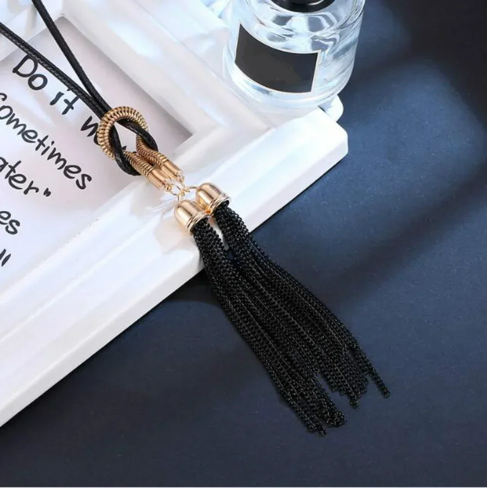 New Korean Version Simple Fashionable Versatile Tassel Long Necklace for Women\'s Sweater Chain Accessories Creative Gifts