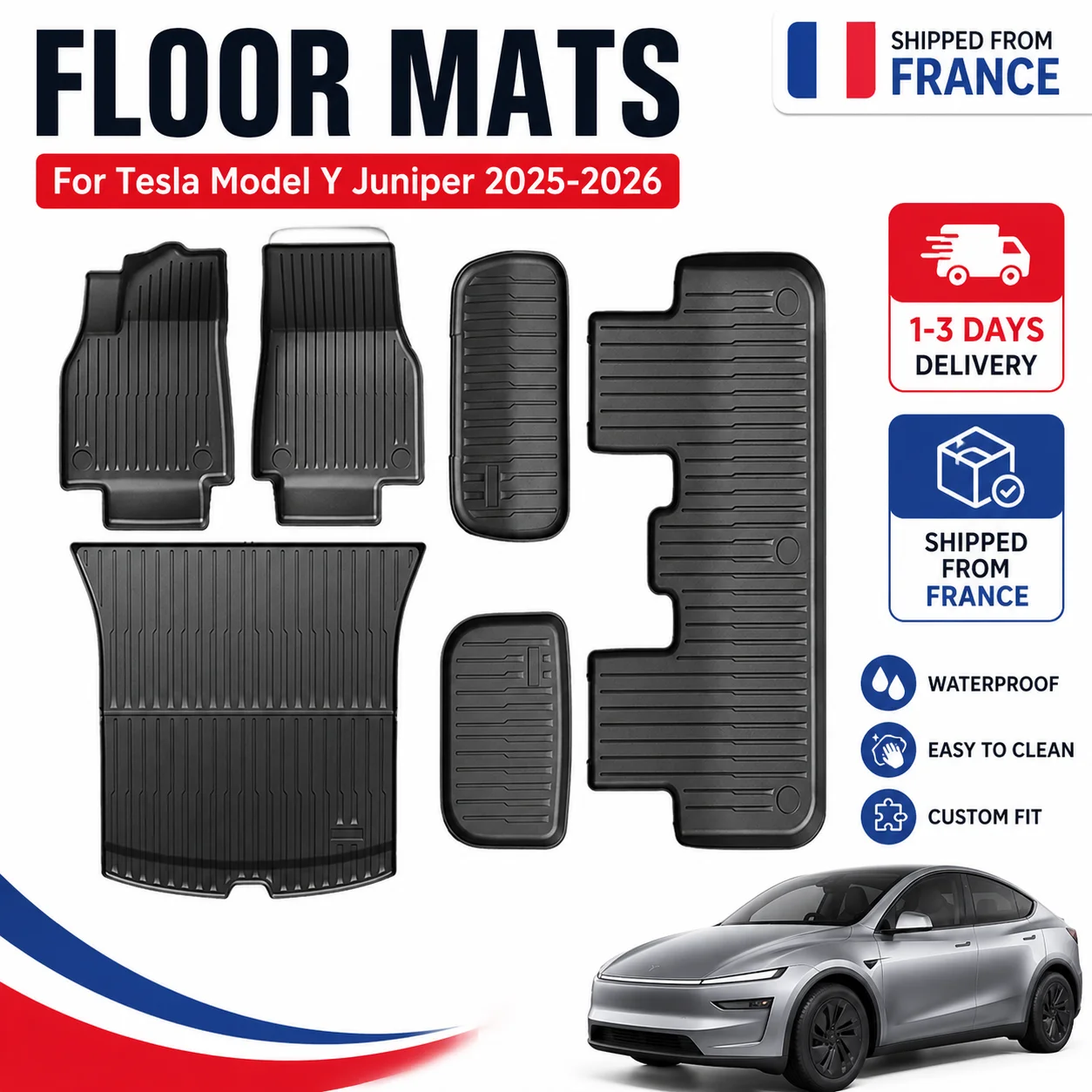 Tapis de sol de voiture VASTZ pour Tesla Model Y Juniper 2025 2026, tapis de coffre TPE allongés et élargis, antidérapants, pour protection du coffre