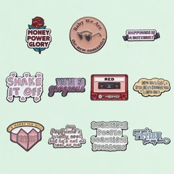Pop Music Singer Cartoon Enamel Pins Album Lyrics Brooches Money Power Glory Shake It Off Lapel Badge Accessory Gift for Swiftie