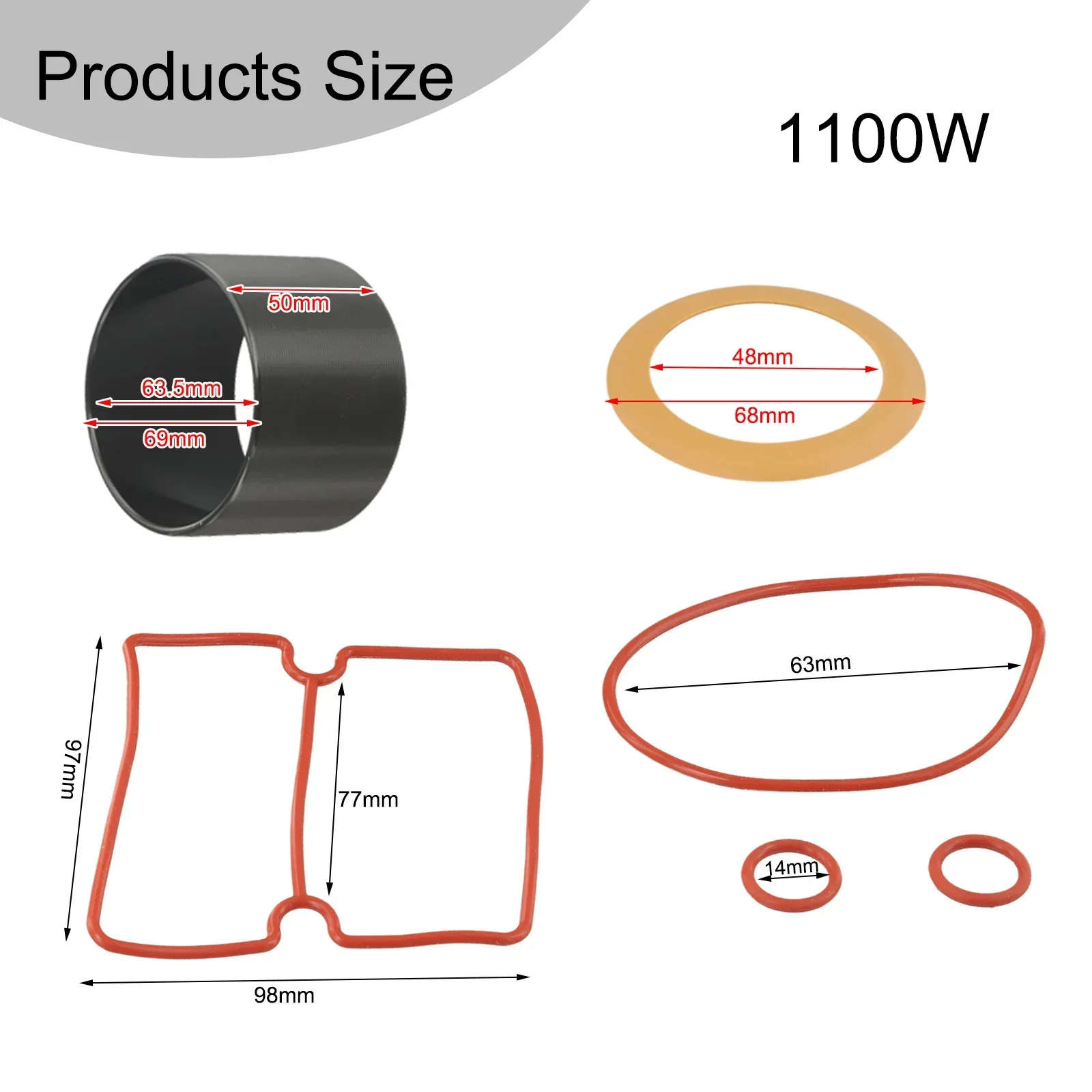 For Air Compressor Oil-Free Cylinder Piston Ring Kit With 4pcs Nitrile Rubber Sealing Rings For 550W To 1500W Compressors