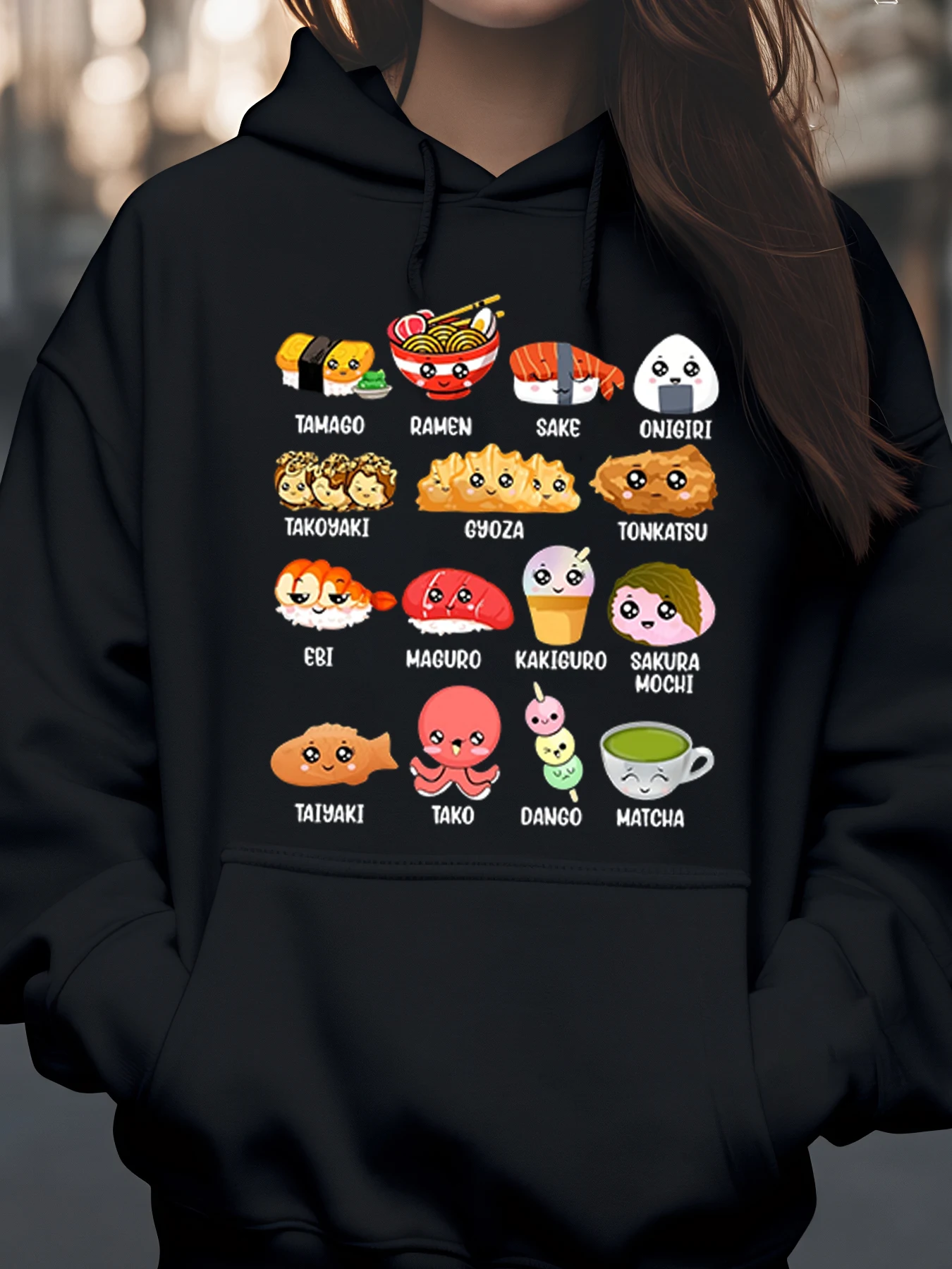 Kawaii اليابانية الغذاء طباعة هوديي أنيمي مهرجان ملابس غير رسمية النساء الرجال للجنسين