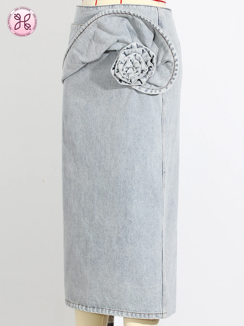 

Twisted flower Denim Skirt 2025 Summer Personality High Waist Streetwear Zipper Midi Skirts Y2k Female Casual