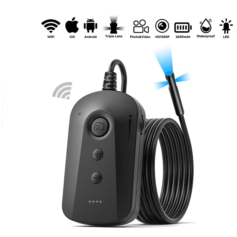 Industrial WIFI Endoscope Automotive Inspection Borescope Waterproof Plumbing Camera With LEDs HD1080P Single Dual Triple Lens
