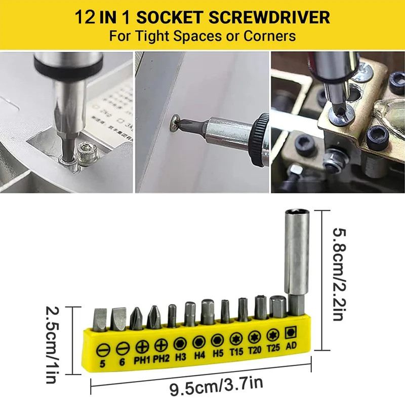 64Pcs Screwdriver Bits Socket 1/4 Inch Hex Shank Hand Drill Screwdriver Head Compatible With Flexible Drill Extensions Drive Bit