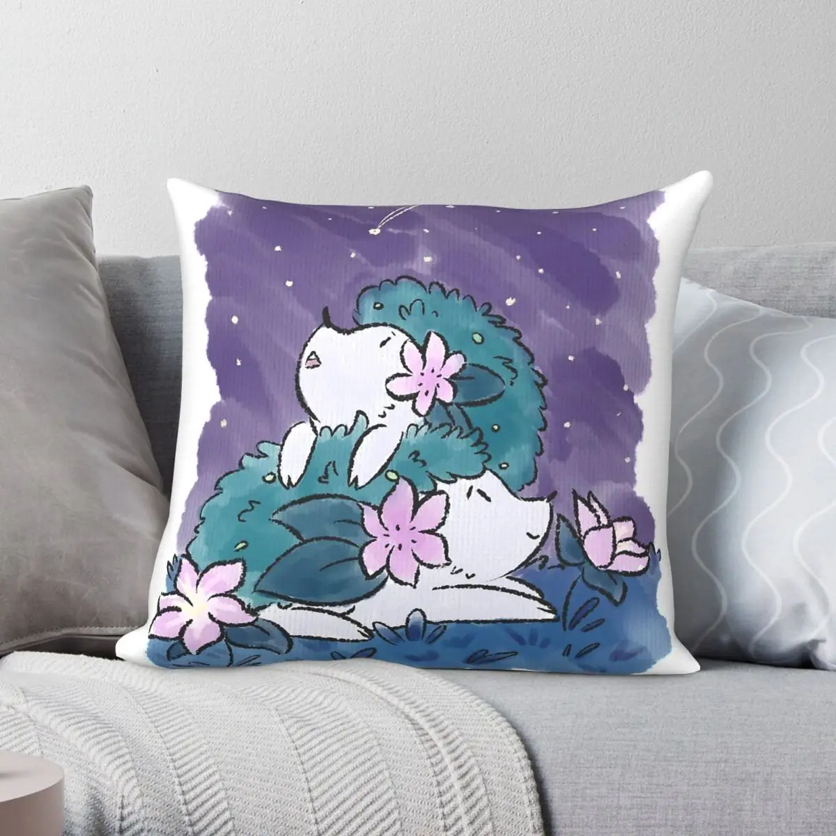 Shaymin Hedgehog Square Pillowcase Polyester Linen Velvet Printed Zip Decorative Pillow Case Sofa Cushion Cover