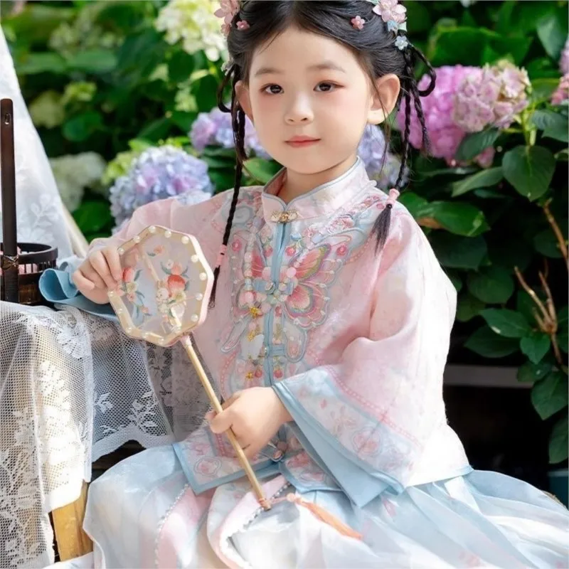 Girls' Spring/Summer Embroidered Hanfu Dress 2026 New Kids' Chinese Style Ancient Costume Children's Performance Hanfu Set LJ403