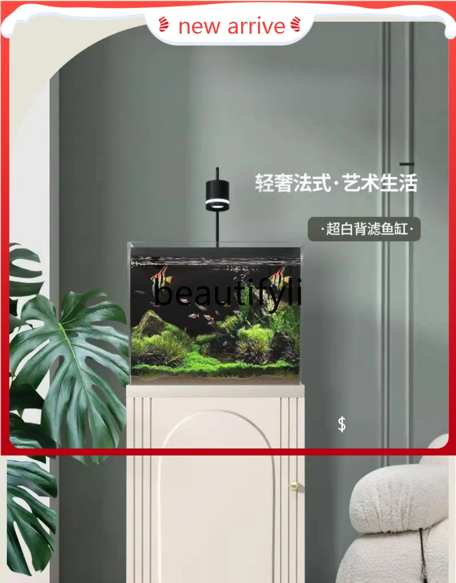 

ASmall fish tank landscaping ultra-white glass ecological back filter aquarium cabinet H