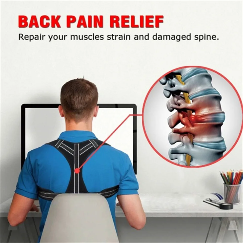 AOLIKES Posture Corrector for Men and Women - Upper Back Brace Straightener with Adjustable Breathable Clavicle Support